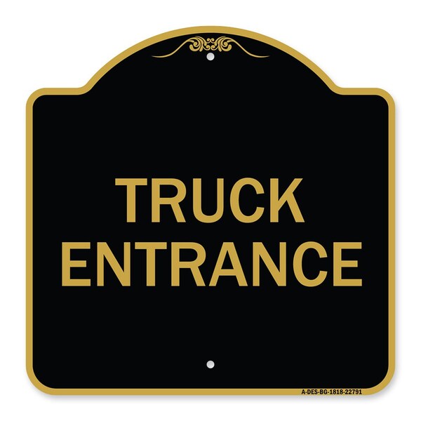 Traffic Entrance Sign Truck Entrance, Black & Gold Aluminum Sign, 18" x 18", BG-1818-22791